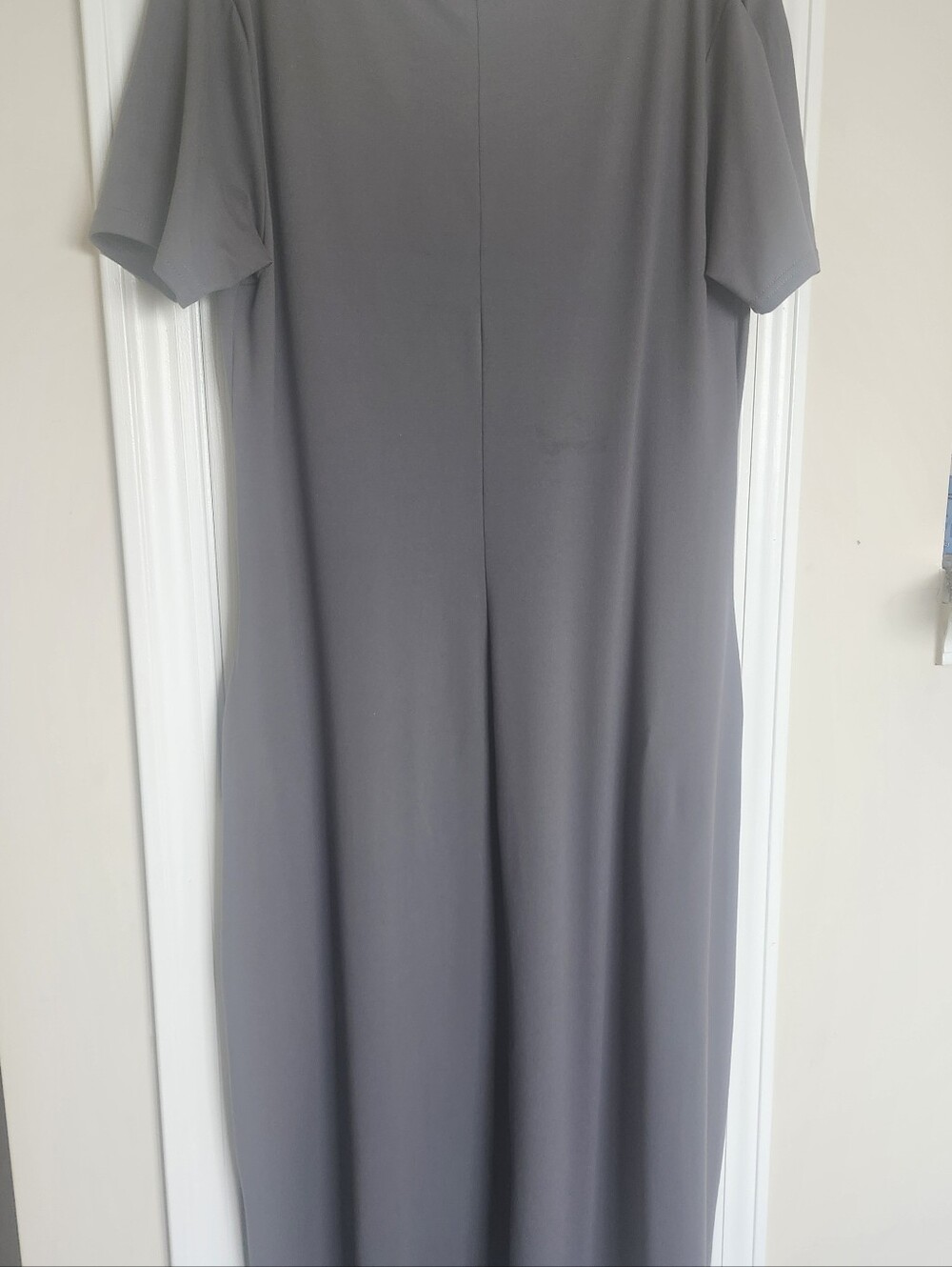 Women's Grey Maxi Dress - Short Sleeve